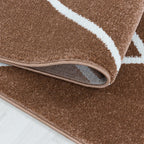 Low-pile floor rug - Smoothly Lines Brown/White