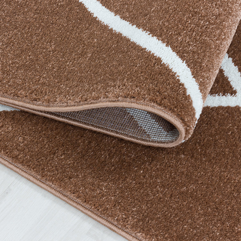 Low-pile floor rug - Smoothly Lines Brown/White