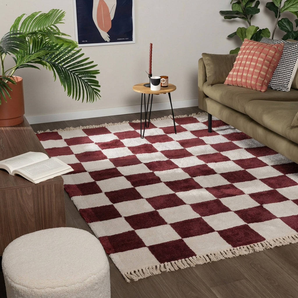 Checkerboard rug - Blox Fringe Red