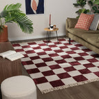 Checkerboard rug - Blox Fringe Red