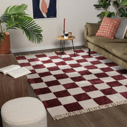 Checkerboard rug - Blox Fringe Red