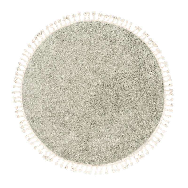 Round High Pile Rug - Lofty Fringe Mint