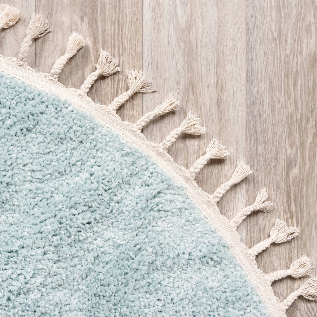 Round High Pile Rug - Lofty Fringe Light Blue