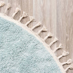 Round High Pile Rug - Lofty Fringe Light Blue
