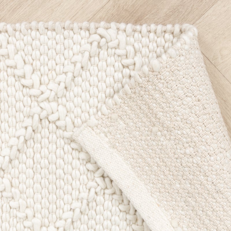 Wool Woven Rug - Knit Cream