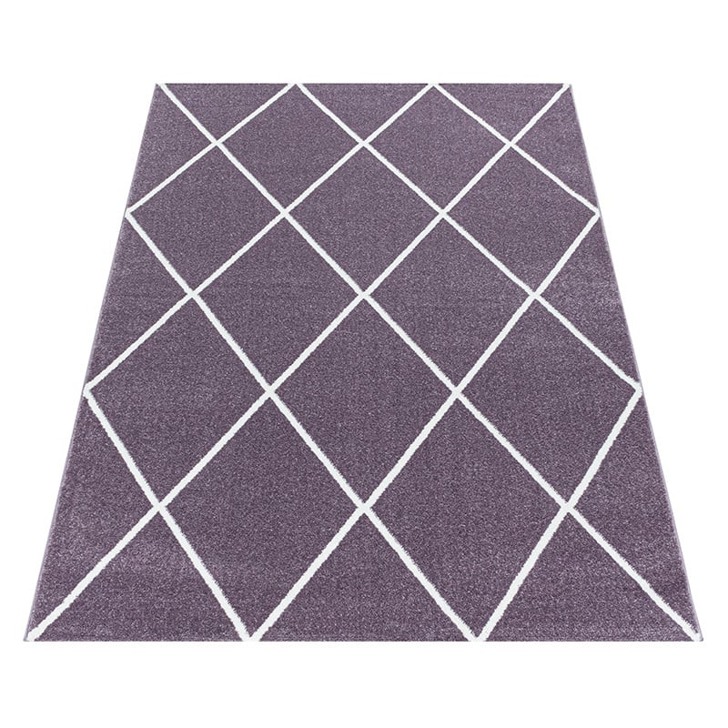 Low-pile floor rug - Smoothly Lines Purple/White