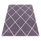 Low-pile floor rug - Smoothly Lines Purple/White