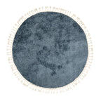 Round High Pile Rug - Lofty Fringe Blue