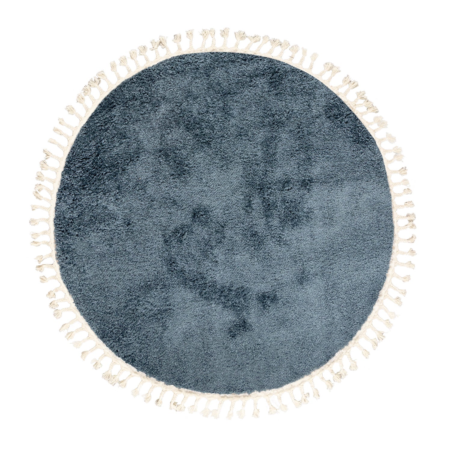 Round High Pile Rug - Lofty Fringe Blue