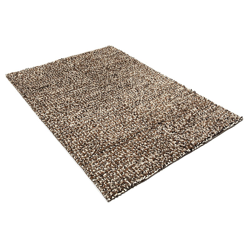 Wool floor rug - Halette Brown/White