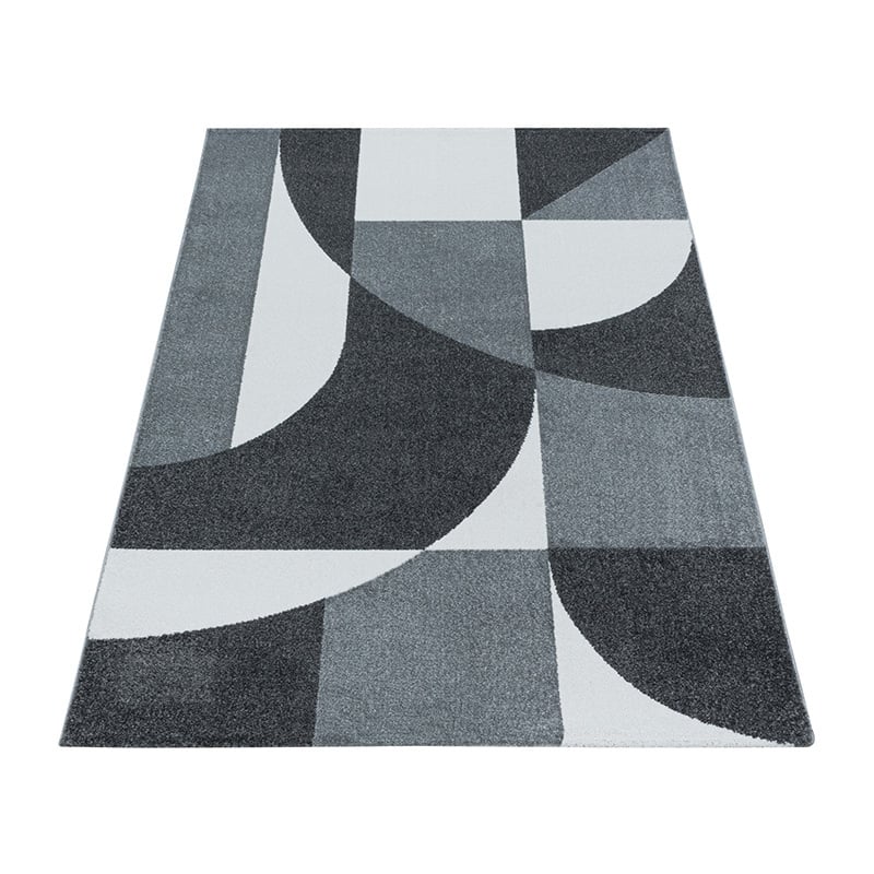Retro floor rug - Stencil Forms Anthracite/Grey