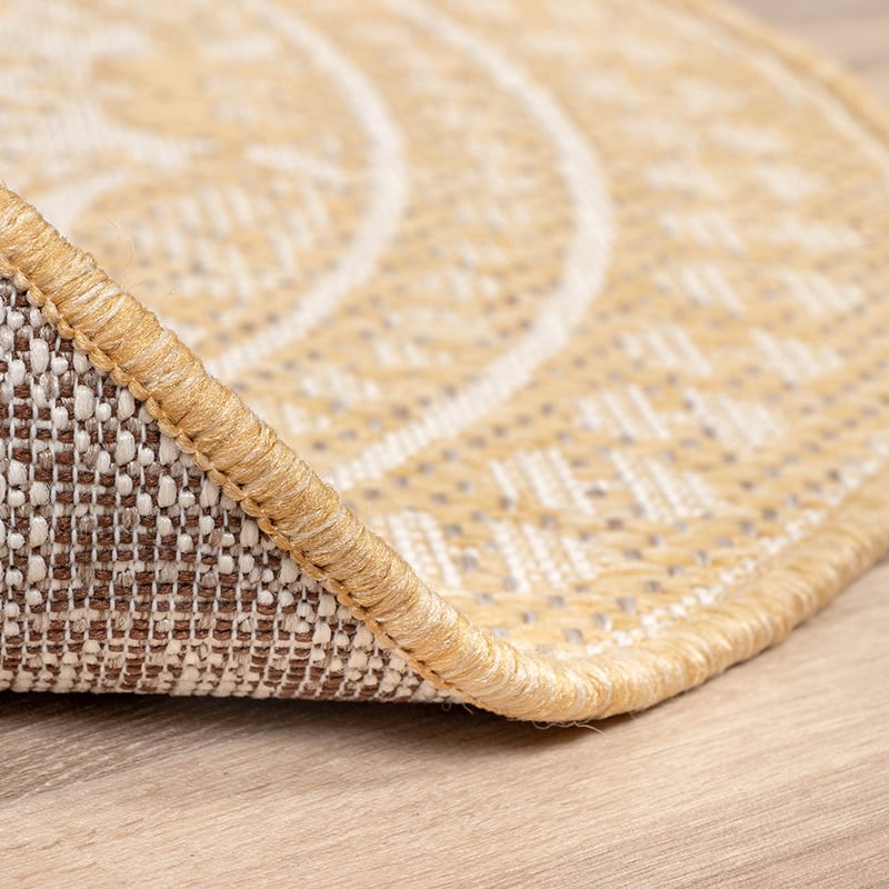 Round Outdoor Rug - Summer Oriental Yellow