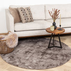 Round Viscose Rug - Pearl Grey