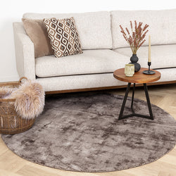 Round Viscose Rug - Pearl Grey