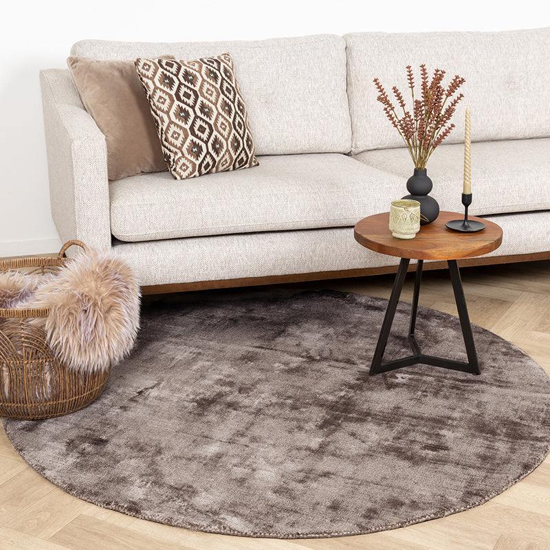 Round Viscose Rug - Pearl Grey