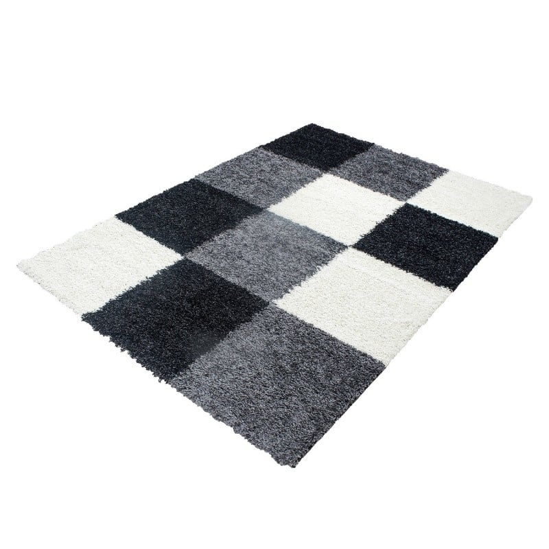 High-Pile Floor Rug - Cube Black