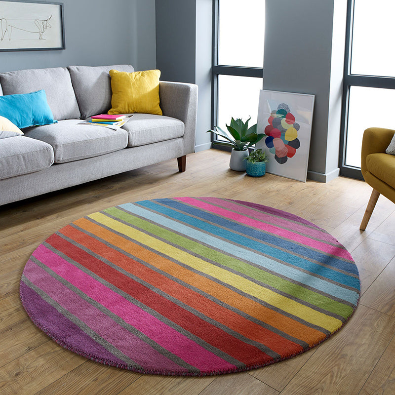 Round Modern Floor Rug - Illo Candy Multicolor