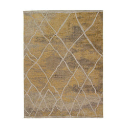 Vintage Floor Rug - Rabat Lines Ocher Yellow