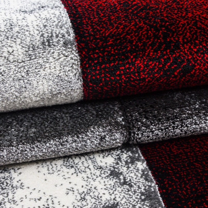 Modern floor rug - Tetris Red 1710