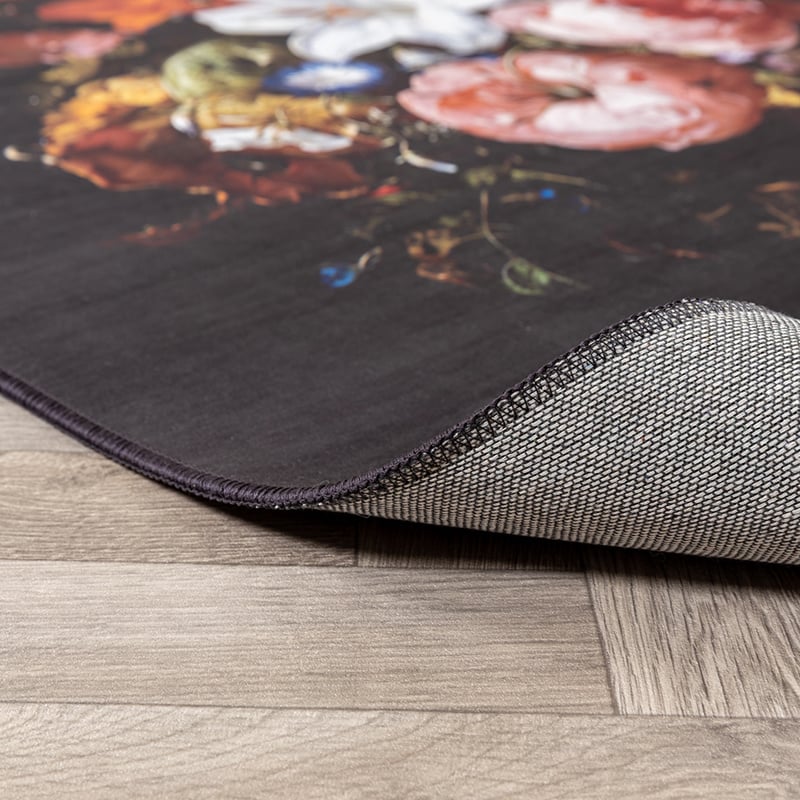 Floral Rug - Florine Black/Orange