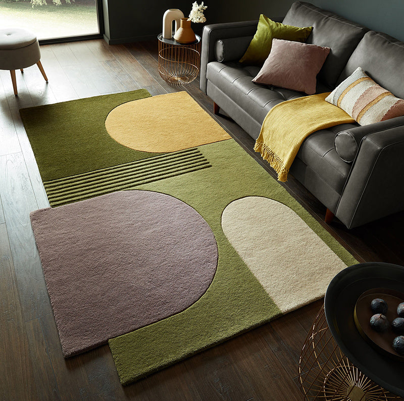 Abstract floor rug - Stracto Lozenge Green/Multicolor