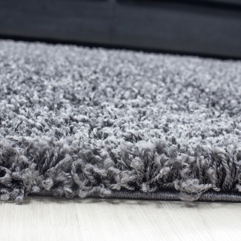 Round High Pile floor rug - Life Grey