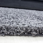Round High Pile floor rug - Life Grey