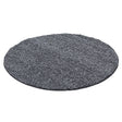 Round High Pile floor rug - Life Grey