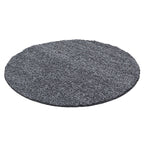 Round High Pile floor rug - Life Grey