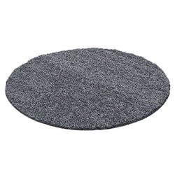 Round High Pile floor rug - Life Grey