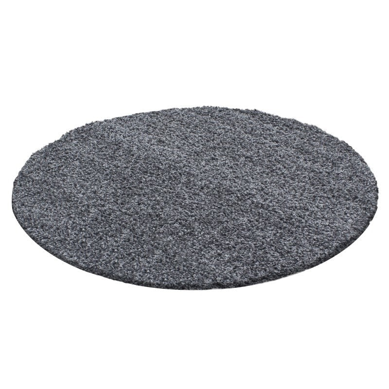 Round High Pile floor rug - Life Grey