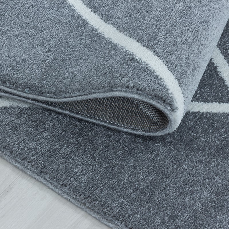Low-pile floor rug - Smoothly Lines Grey/White