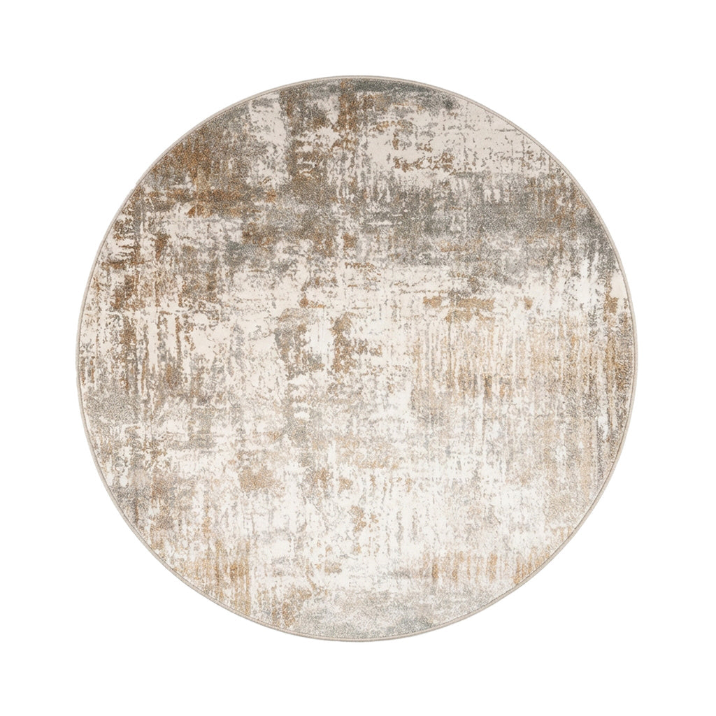 Round washable rug - Misha Grunge Cream/Brown