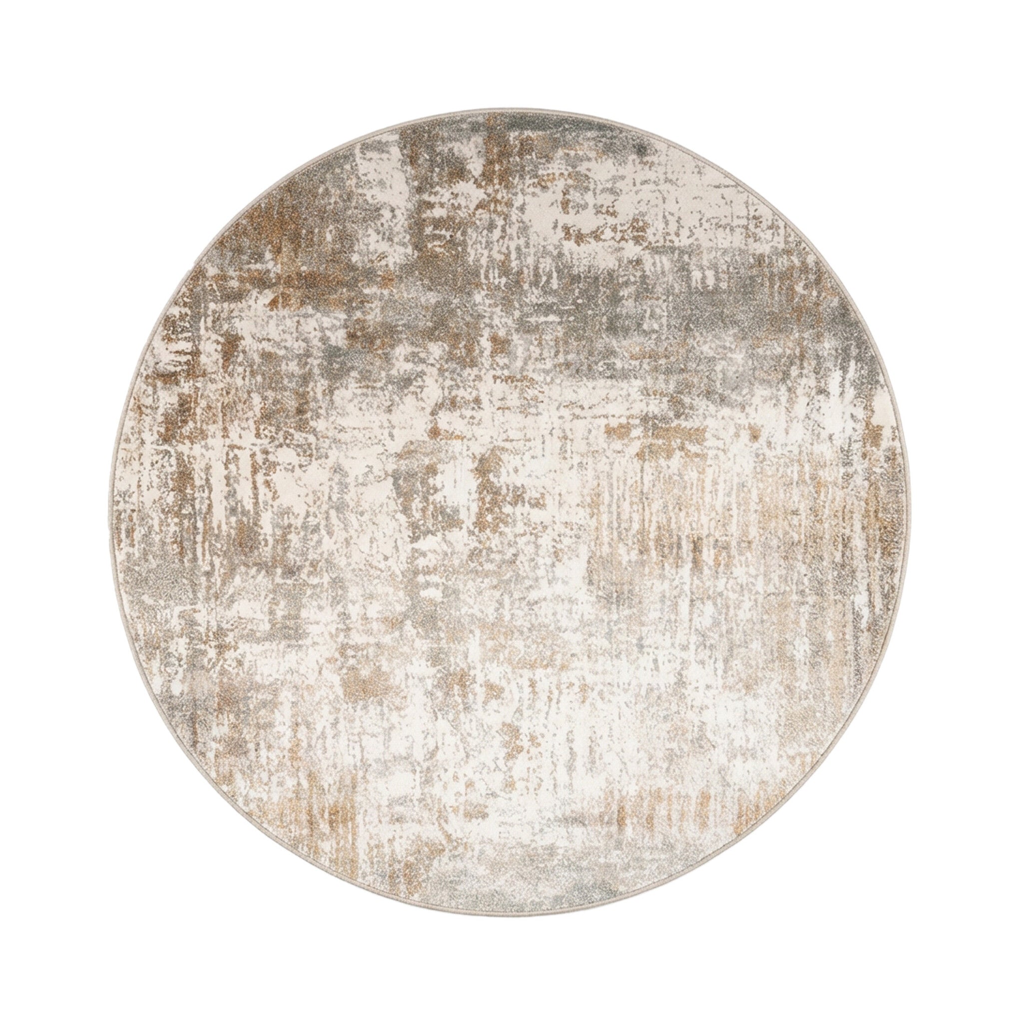Round washable rug - Misha Grunge Cream/Brown