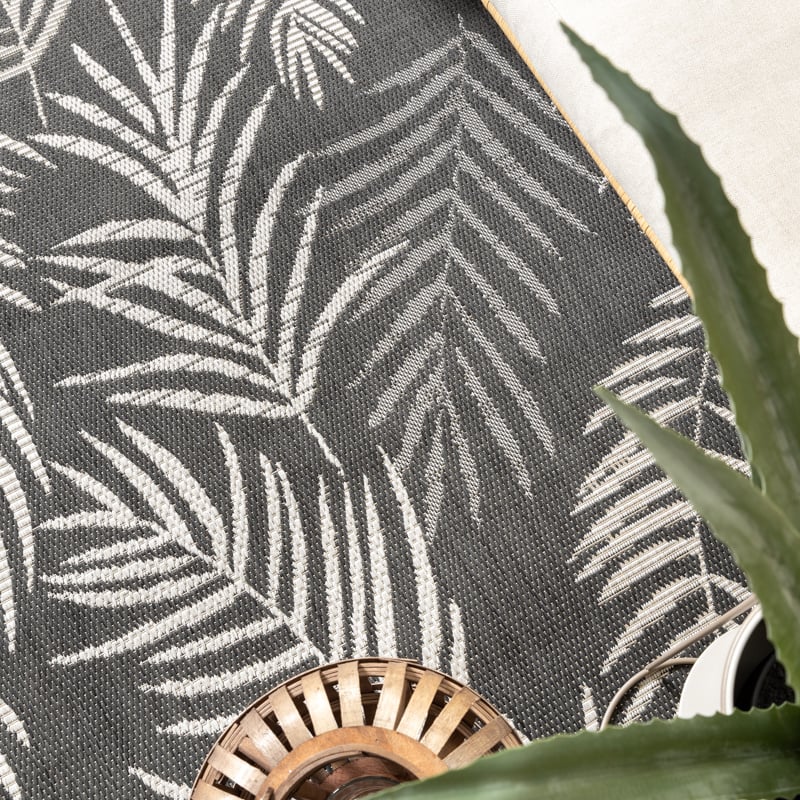 Outdoor Rug - Malta Leaves Black