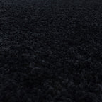 Round high-pile floor rug - Softy Black