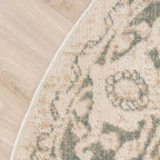 Round Vintage Rug - Spring Medallion Cream/Green