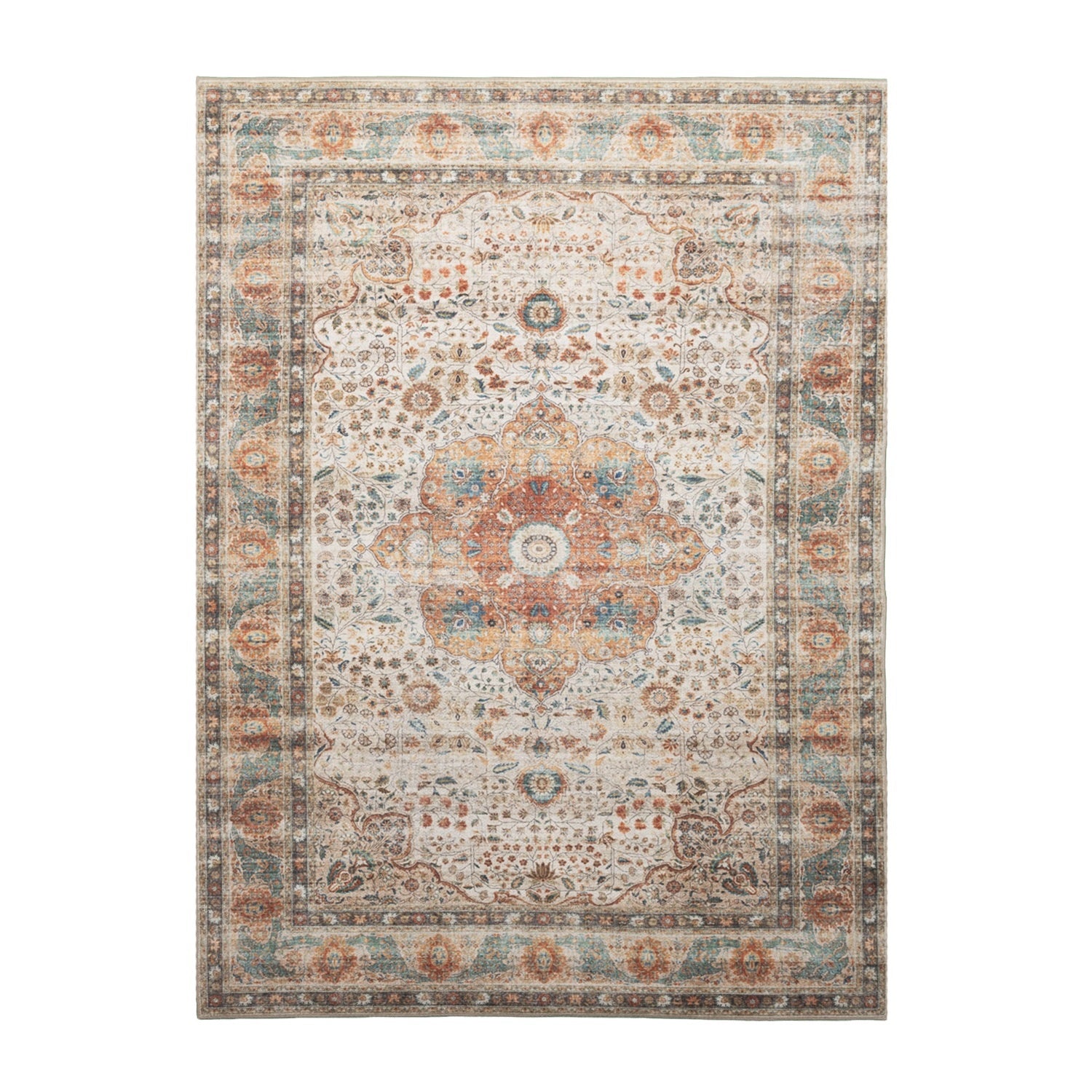 Indoor Outdoor Rug - Kairo Medallion Cream/Multicolour