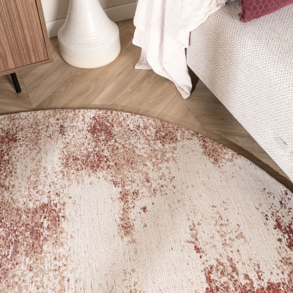 Round Abstract Rug – Candice Pink