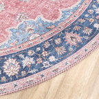 Round Vintage Rug - Lily Medallion Red/Pink