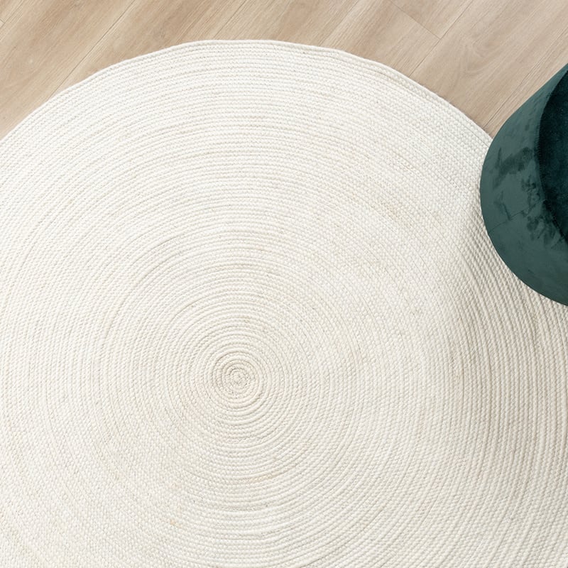 Round Wool Rug - Wise White