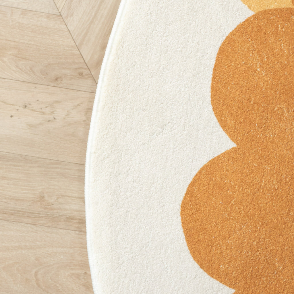 Round Washable Children’s Play Rug – Sammy Lion Brown