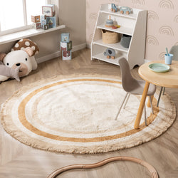 Round washable kids rug - Milo Beige