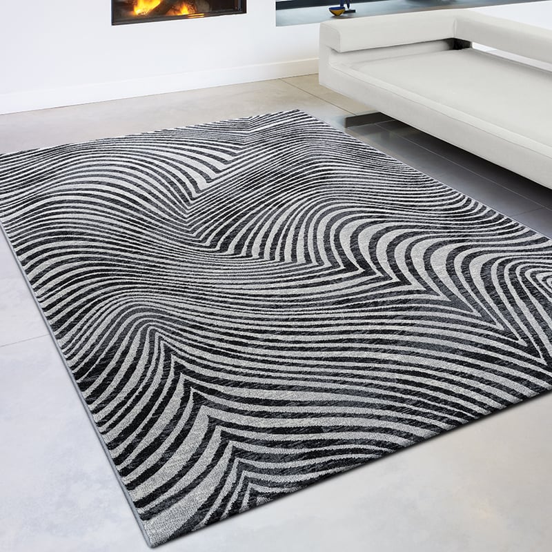 Modern floor rug - Alvie Black 7696