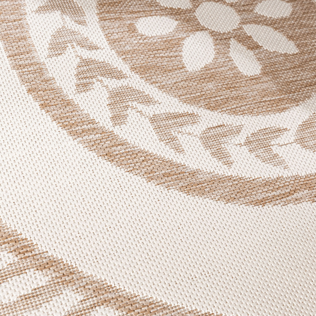 Round Jute Outdoor Rug – Nusa Medallion Beige/Cream