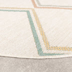 Round Modern Outdoor Rug - Playa Pattern Cream
