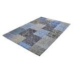 Patchwork floor rug - Delany Gray/Blue
