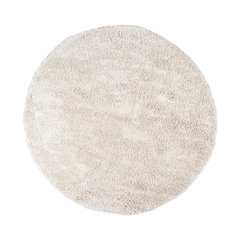Round High Pile Rug - Lofty Cream/White