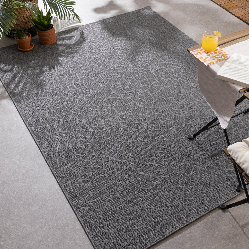 Indoor Outdoor Rug - Dunes Mandala Anthracite