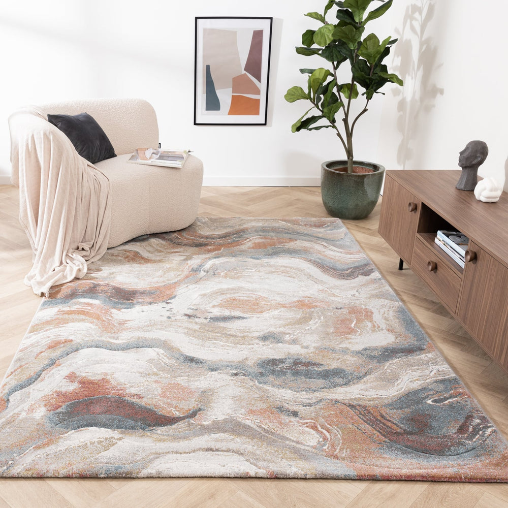 Abstract Rug - Xavier Wave Blue/Red